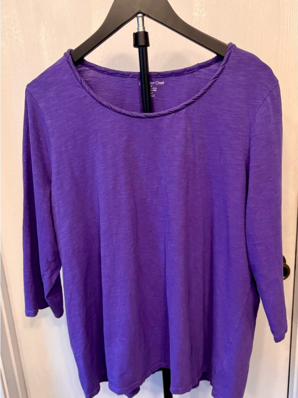 Coldwater Creek Purple 3/4 Sleeve Top 2X Cotton Casual Blouse